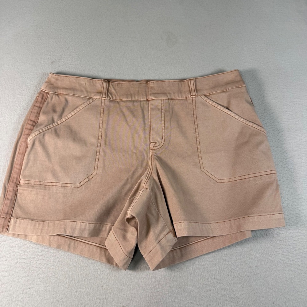 Spanx Stretch Twill Shorts Womens XL Rose Gold Pink Pull On Casual Summer Preppy